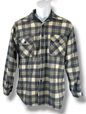 Vintage 80s Pendleton Wool Flannel Shirt Jacket USA Plaid Lumberjack Shacked